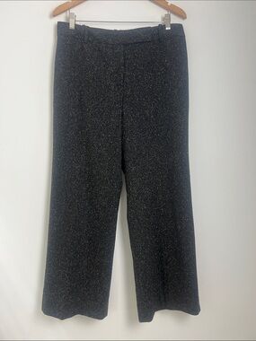 Ann‎ Taylor Outlet Size 12 Black White Fleck Wool Silk Blend Knit Wide-Leg Pants